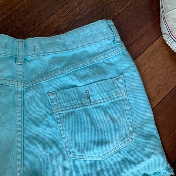 ☀️SOLD☀️ Free People Teal Hem Cutoff Jean Shorts - Picture 6 of 7